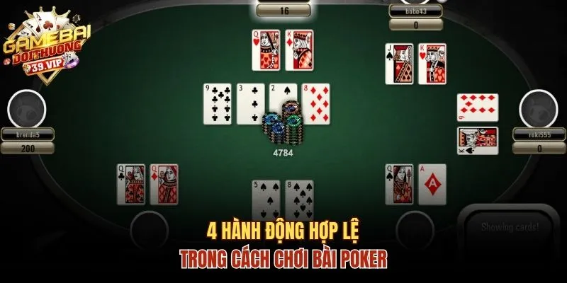 Cách Chơi Bài Poker Dễ Hiểu, Dễ Chiến Thắng Cho Bạn Mới 2 4 hành động hợp lệ trong cách chơi bài Poker