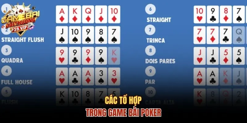 Cách Chơi Bài Poker Dễ Hiểu, Dễ Chiến Thắng Cho Bạn Mới 3 Các tổ hợp có thể xuất hiện trong cách chơi bài Poker